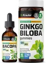 BIO KRAUTER Bacopa Tinkture 2 Fl. Oz. & Ginkgo Biloba 90 Gummis
