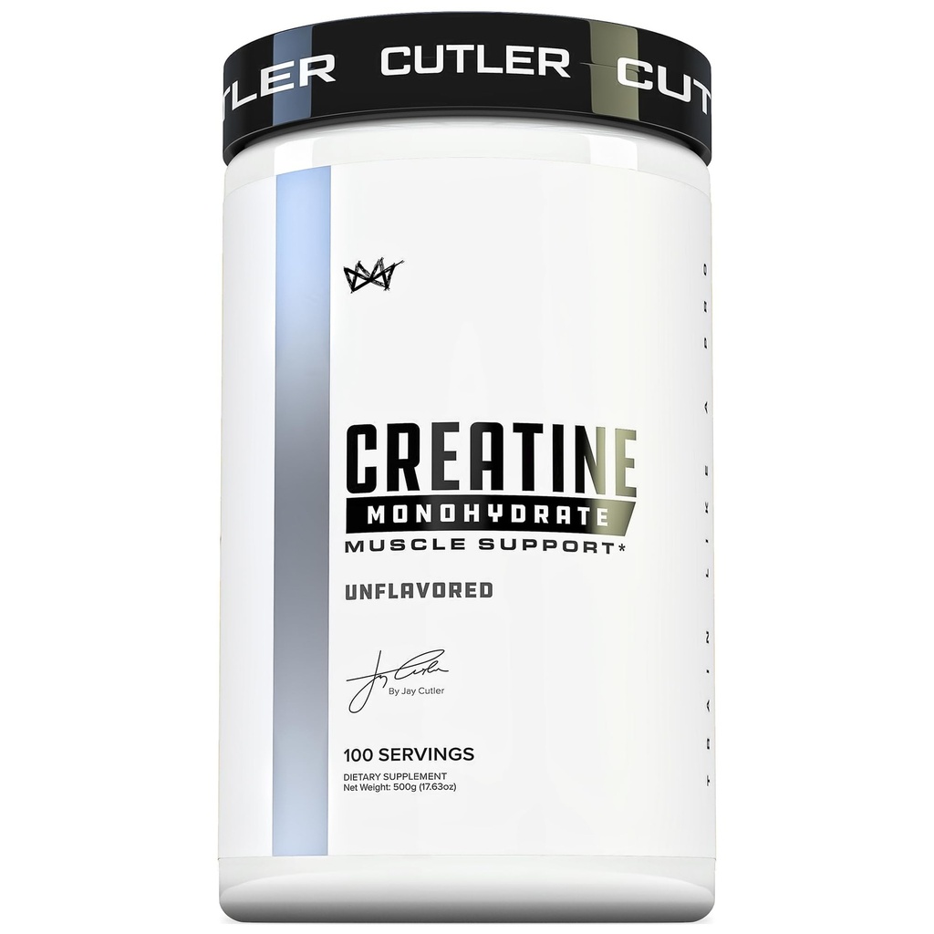 Cutler Nutrition Monohydrate de créatine pure - 5g par portion - Constructeur de muscles premium améliore la performance et la récupération de la force - Non aromatisé pour le mélange facile (100 portions)