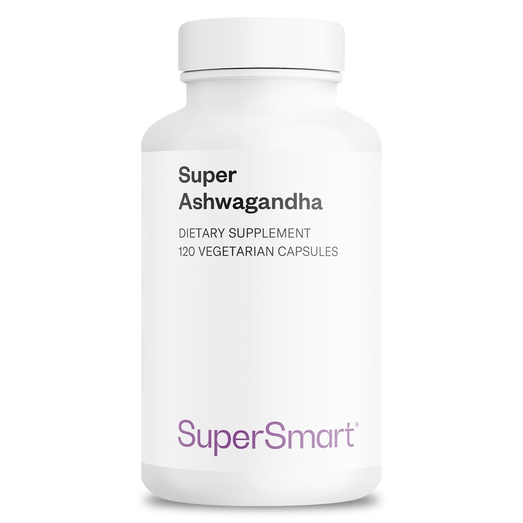 SuperSmart Super Ashwagandha 600mg pro Tag (gemalt) - KSM-66 Ashwagandha - Hohe Potenz 5% Withanolides | Non-GMO & Gluten Free - 120 Vegetarische Kapseln