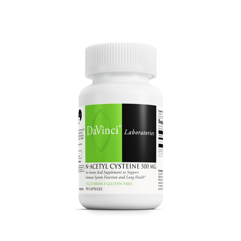 DAVINCI Laboratories - N-Acetyl Cystein 500 mg - eine Aminosäureergänzung zur Unterstützung von Immunsystemfunktion und Lung Health - Vegetarisch, Glutenfrei - 90 Kapseln
