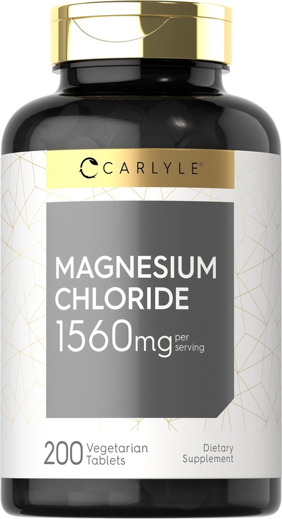 Carlyle - Magnesium Chloride | 1560mg | 200 Tabletten | Cloruro de Magnesio Supplement | Vegetarisch, Non-GMO und Glutenfreie Formel