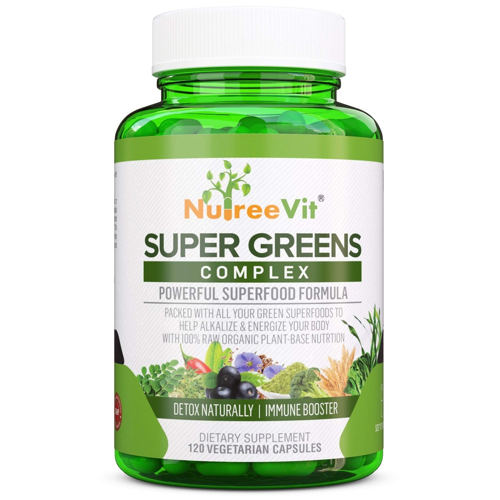 SuperGreens - Spirulina, Chlorella, Wheatgrass + Mehr - Nährstoff-Packed Green Blend