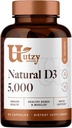 Utzy Naturals D3 5.000 IU 5,000 Vitamin D Cholecalciferol | Made in USA | 3rd Party Getestet | 60 Kapseln