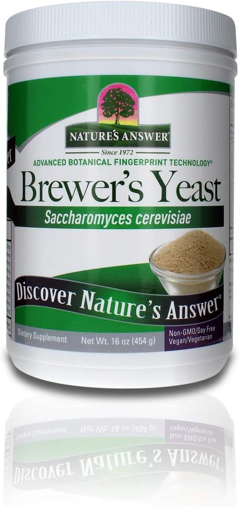 Nature's Answer Brewer's Yeast Powder, Rich Source of Amino Acids, B-Complex Vitamins, Minerals, & Protein - Natürlich, Unflavored und Unsweetened - Dairy Free, Vegetarisch/Vegan