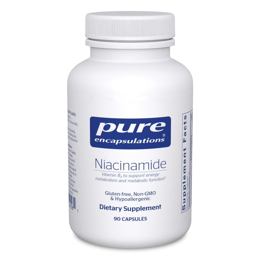 Encapsulations pures Niacinamide , supplément de vitamine B3 pour soutenir le métabolisme de l'énergie, la mobilité articulaire et la fonction métabolique* , 90 capsules
