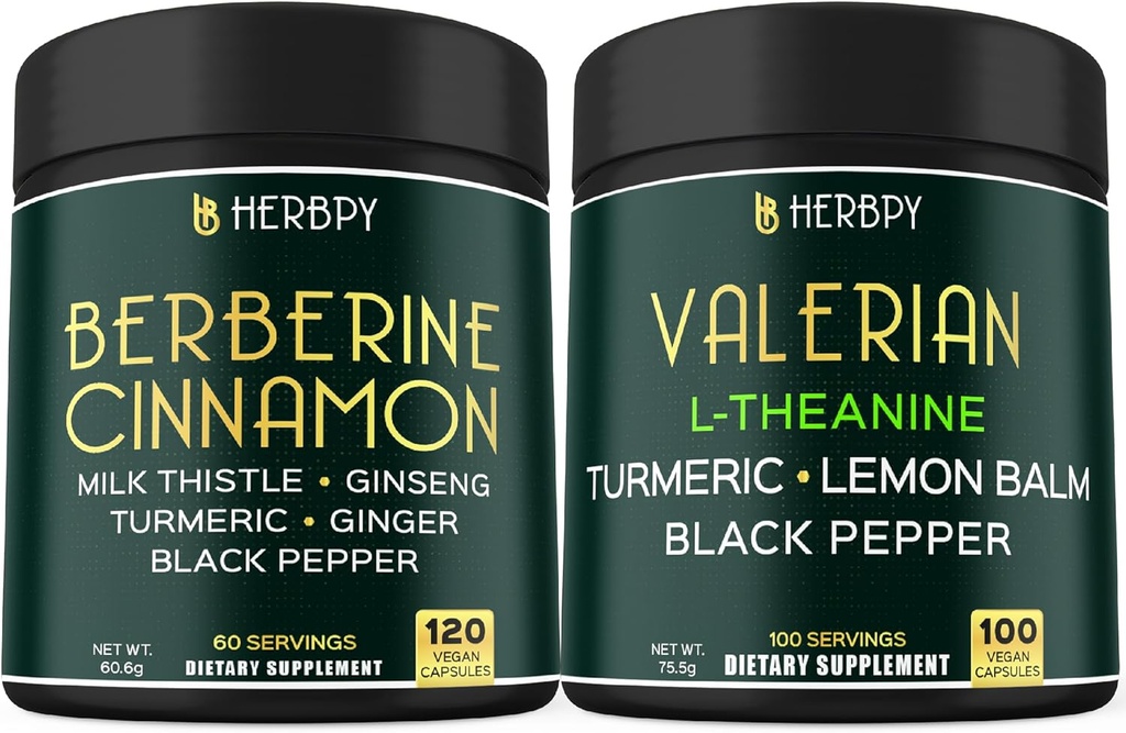 Ensemble 7in1 Berberine HCl 97% & 5in1 Supplément de racine valériane