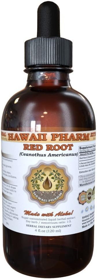 Extrait liquide de racine rouge, Teinture de racine rouge (Ceanothus Americanus), Supplément à base de plantes, Hawaii Pharm, Fabriqué aux États-Unis, 2 fl.oz