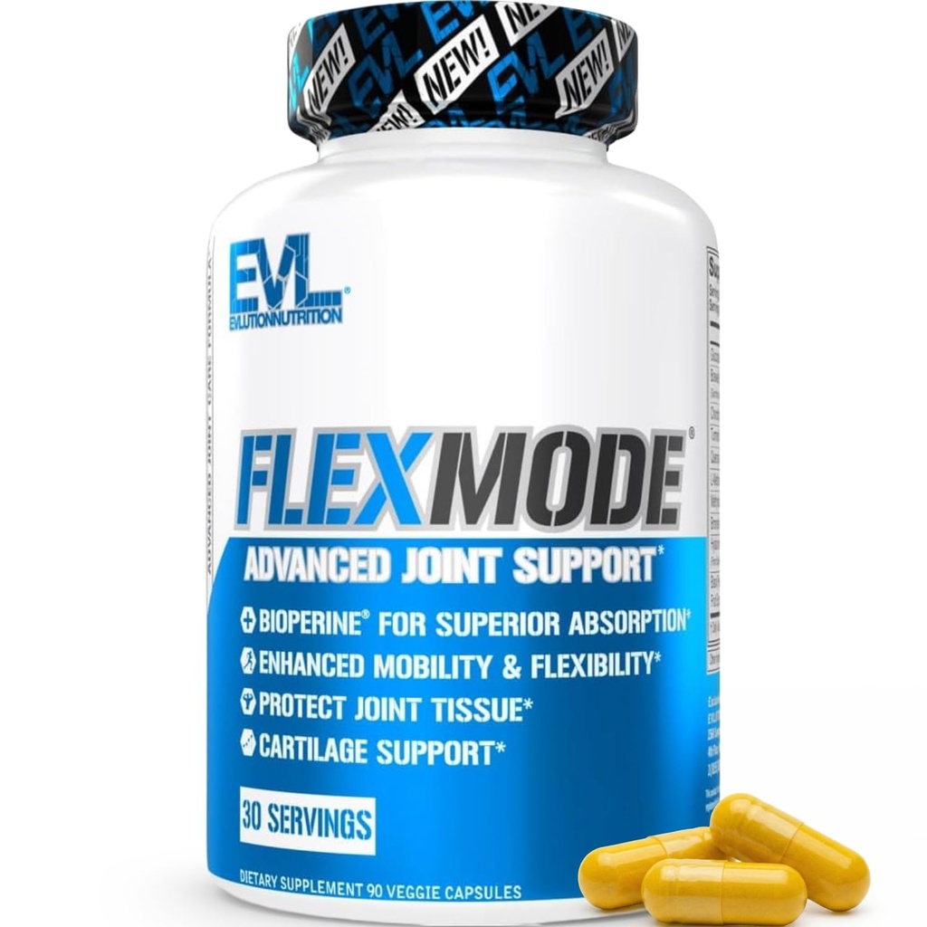 Evlution High Absorption Joint Support Supplement FLEXMODE Joint Supplement mit erweiterten gemeinsamen Vitaminen einschließlich Glucosamin Chondroitin MSM Boswellia und Hyaluronsäure - 30 Portionen