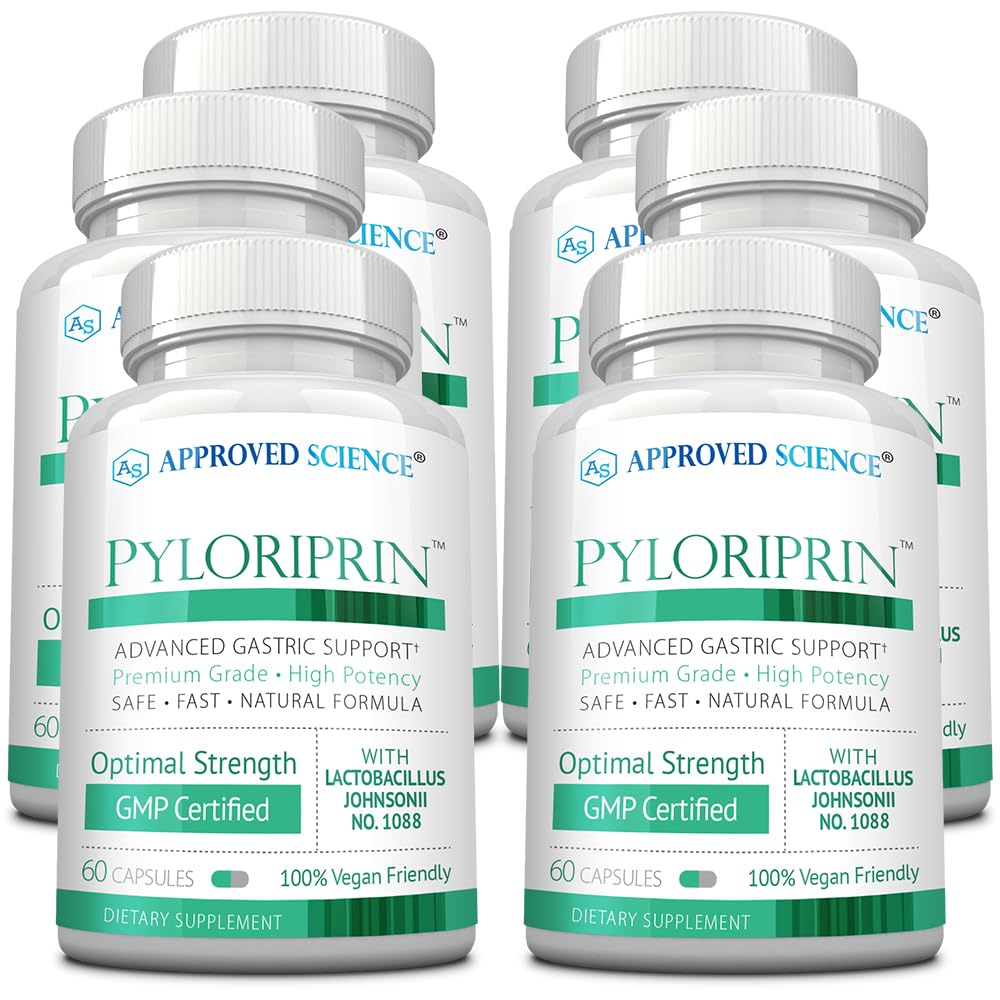 Pyloriprine scientifique approuvée - Soutien digestif avancé pour un stomach sain - Zinc L-Carnosine, Probiotique, Broccoli Sprout, L'alcool déglycyrrhisé - 360 capsules - six mois d'approvisionnement - végétalien