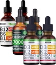 NUSAVA Saveur de fraises D3 K2, Chlorophylle et vitamine B12 gouttes liquides - Potent Vitamines liquides pour le cœur, l'énergie, le cerveau et l'immunité Support - Non-OGM, sans gluten, 2pk Chaque