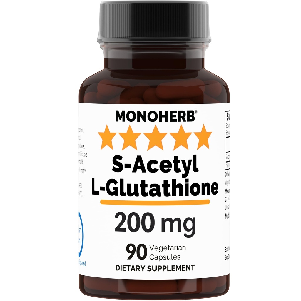 MONOHERB S-Acetyl L-glutathione 200mg - 90 Vegetarische Kapseln