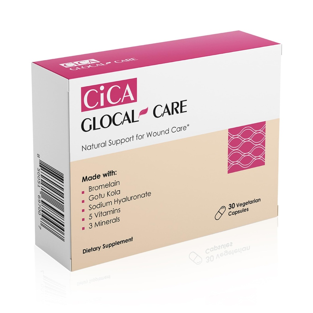 Cica GlocalCare – Klinisch bewährte gewebte Heilungsergänzung - Hilfsmittel in Scar & Recovery-Unterstützung - Hilft mit Haut und Gewebe Reparatur für Chirurgie, Wunden, Narbenbehandlung & Bruising (30 Kapseln)