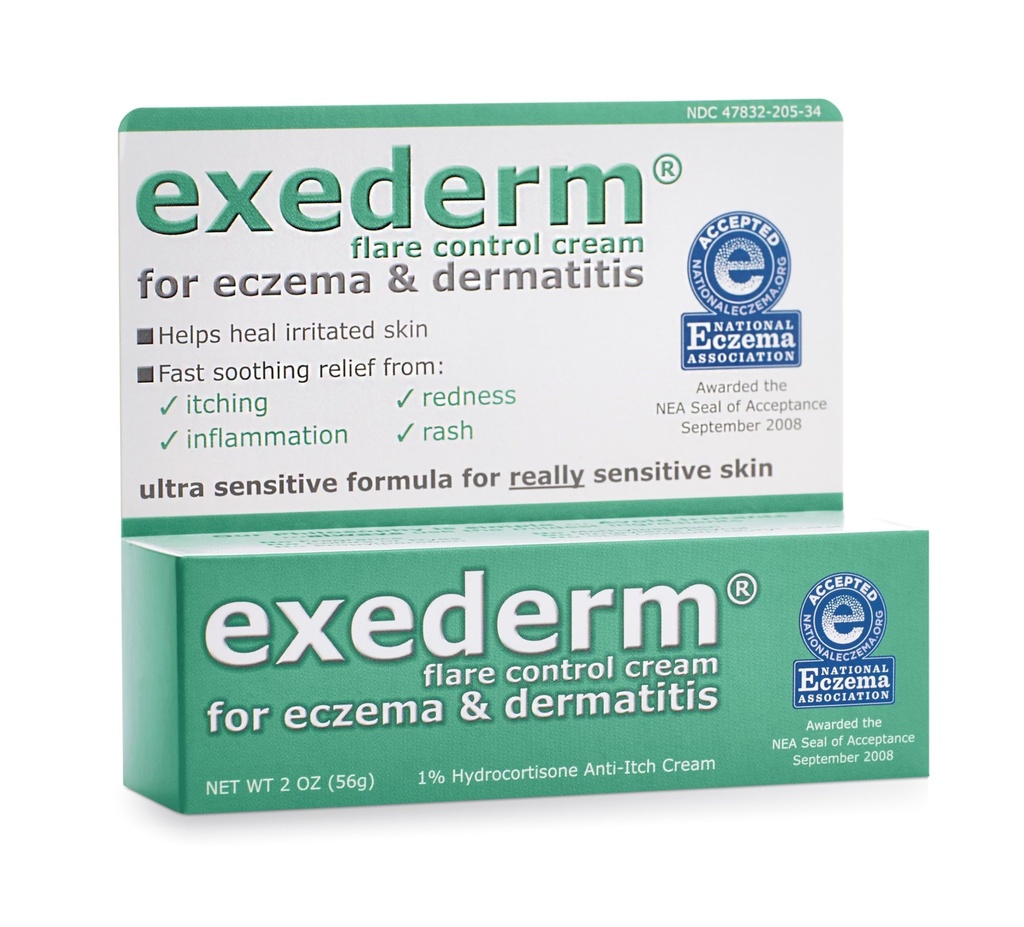 Crème de contrôle des flammes Exederm pour l'eczéma et la dermatite, 2oz