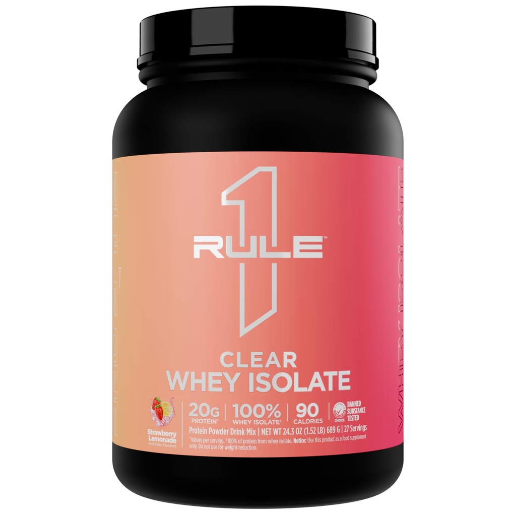 Regel 1 Clear Whey Isolate - 20g Allwhey Isolate Protein, über 9g EAAs, 300mg Elektrolytmineralien, 90 Kalorien, Licht, Krüppel und Refreshing Geschmack (27 Servierungen, Erdbeeren-Lemade)