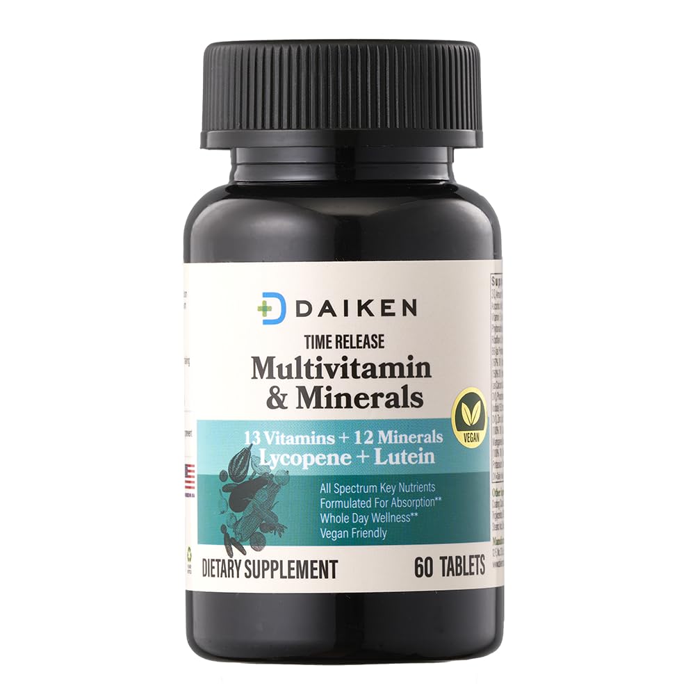 DAIKEN Mini Multivitamin, 60 Tabletten, Enhanced with Lutein, Lycopin & Folsäure, Time Released Multivitamin für Frauen & Männer, Vegan & Easy to Swallow