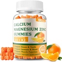 Calcium Magnesium Zink-Gummi mit Vitamin D3 & K2 - Zuckerfreie Calcium-Gummi-Gummi für Damen und Herren - Knochen & Immununterstützung - Non-GMO, Glutenfrei, Orange Flavored - 60 Gummie