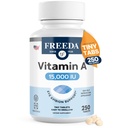 Freeda Vitamin A 15.000 IU – Retinyl Palmitate – Vegan, Kosher, No Fish – Eye, Vision, Immune & Skin Support – Tiny Easy-to-Swallow Tablets – VIT A Vitamina A Supplement – 250 Tablets