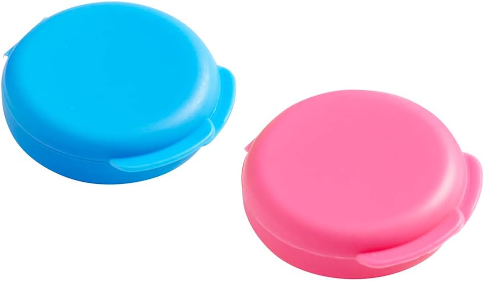 EZY DOSE Daily Round, Compact, Small, Discdrete, Portable On-The-Go Pocket Pharmacy, Pill Box, Organizer und Vitamin Container, Snap Shut Lids, Travel Friendly, Blue & Pink, 2 Pack, BPA Free