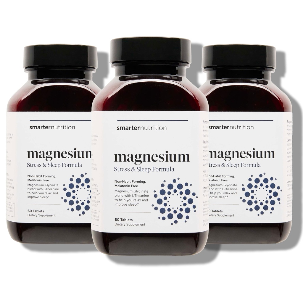 Complexe Magnésium pour une nutrition plus intelligente - Glycinat de magnésium chélaté + Citrate, Malate pour le sommeil, la relaxation, les muscles et les nerfs + Comprimé L-Theanine prouvé cliniquement, non-OGM-180[90 jours]