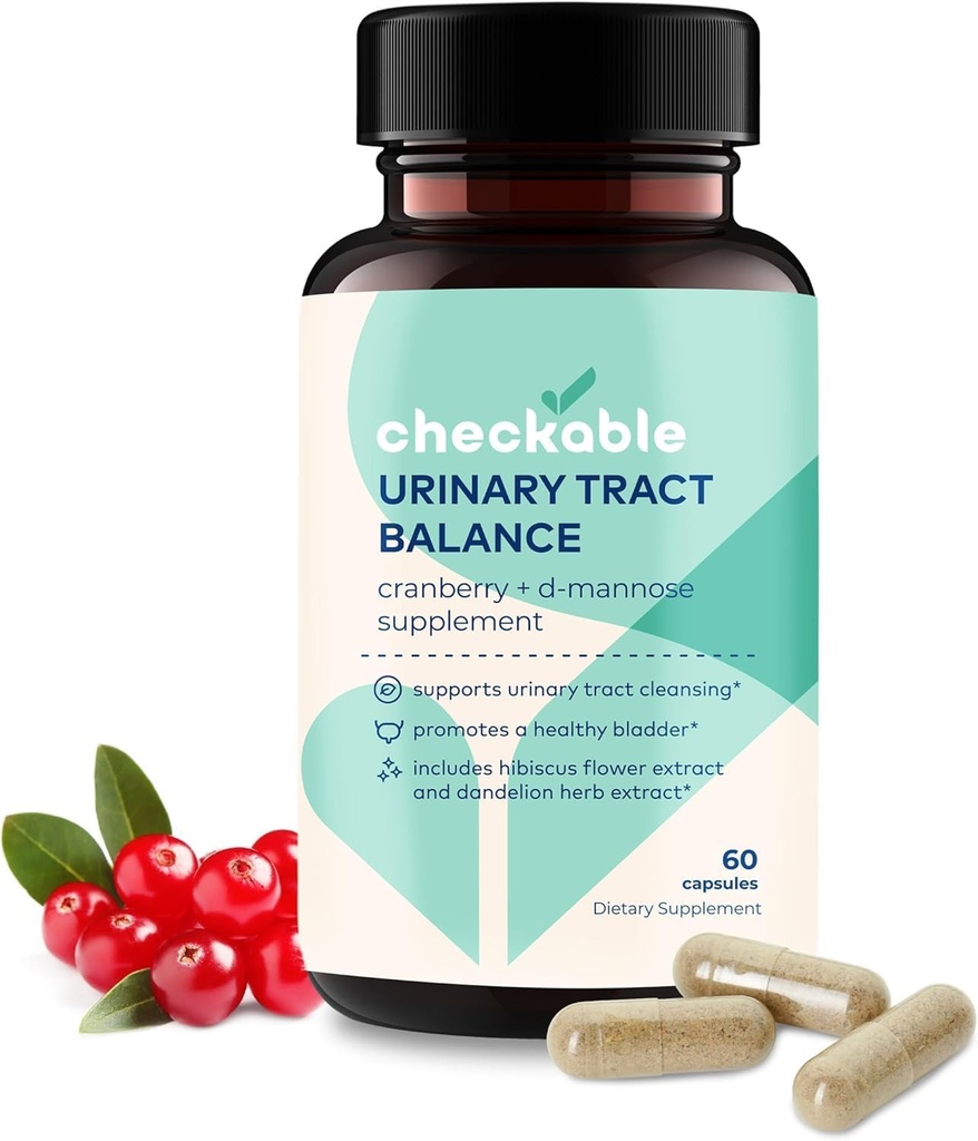 Checkable® Urinary Tract Balance - Blasengesundheit und Harnwegreiniger Vitamine für Männer und Frauen - 1350mg mit D-Mannose und Cranberry - 60 Kapseln