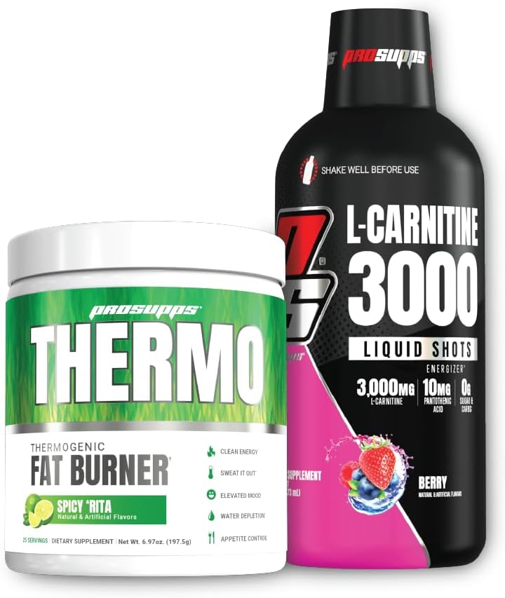 PROSUPPS Thermo Fat Burning Thermogenic Powder Spicy Rita und 3000 L-Carnitin Berry - Weight Management und Pre Workout - Energie, Stimmung, Appetit Control -