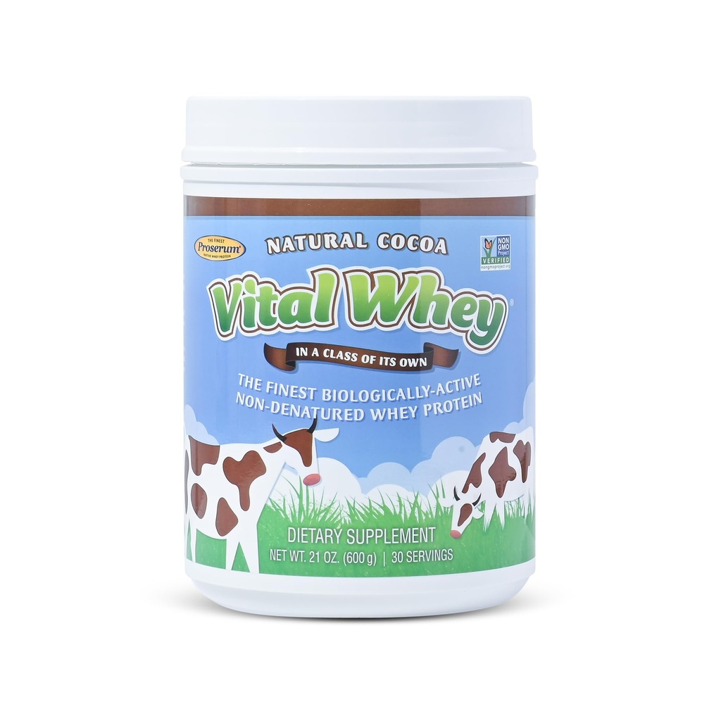 Poudre de protéines de lactosérum pour la vitalité immunitaire, cacao naturel 600g (30 portions), 15g de protéines par portion, lactosérum vital, Holistique propre, bien-être