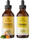 Kit de gouttes liquides HERBAMAMA - Ensemble d'extrait de curcumine curcumine et de teinture de feuille de Mullein - végétalien, non-OGM, sans sucre et sans alcool - 2 emballages