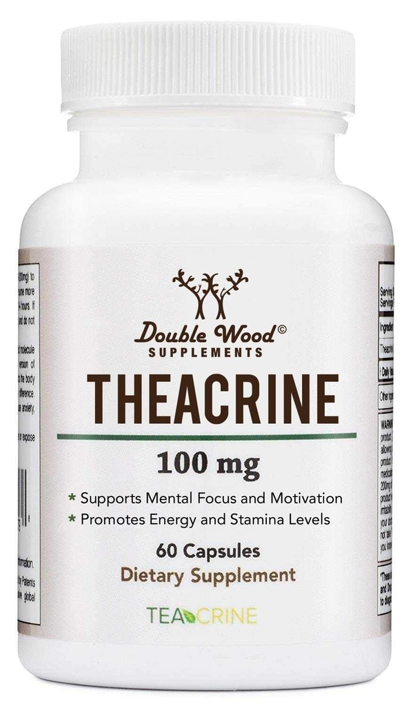 Theacrine (Teacrine) 100 Mg, 60 Kapseln - Energie- und Fokus-Ergänzung (ähnlich zu Koffein Pillen, aber mehr subtile und länger anhaltende) Nicht-GMO und Gluten frei von Doppelholz