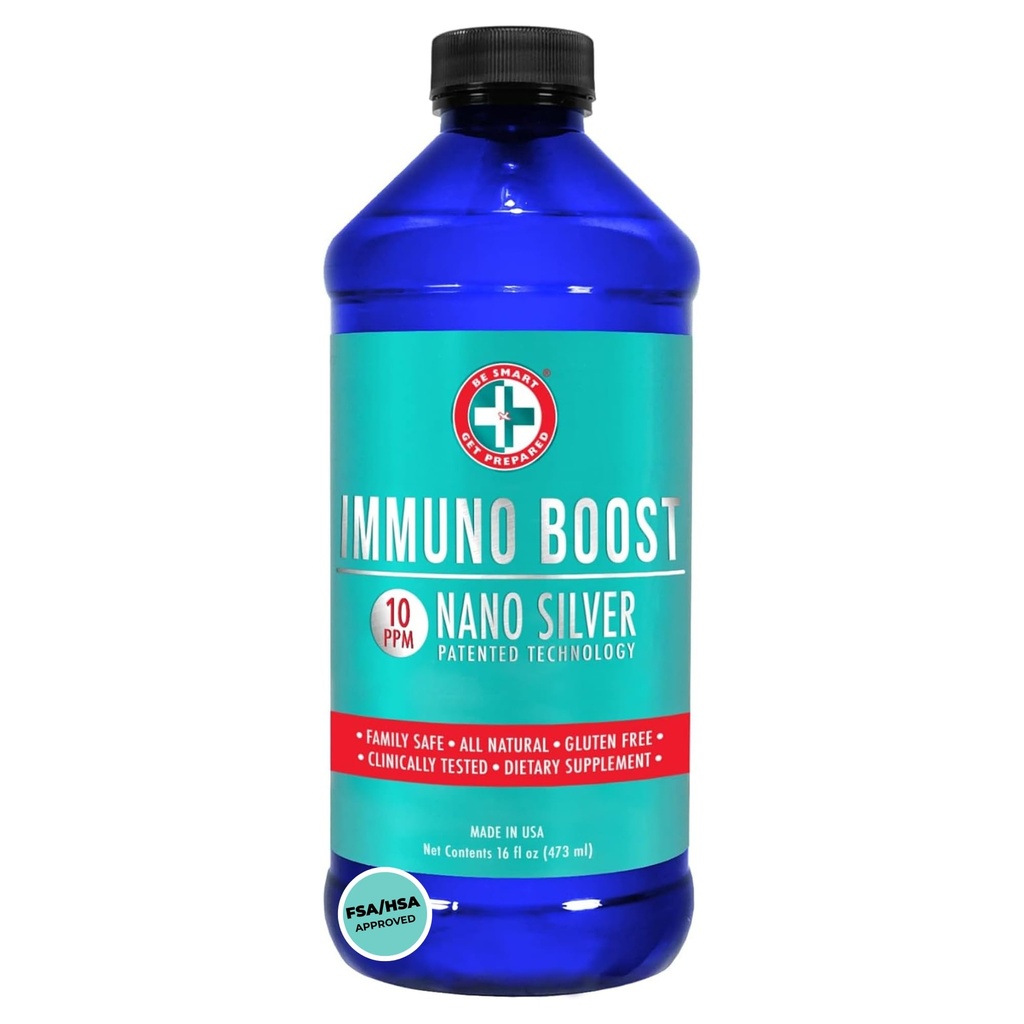 Bereiten Sie sich auf Nano Silber Immuno Boost - 16 oz - Tägliche Immunergänzung für Familie - Glutenfrei, Vegetarisch - Made in USA