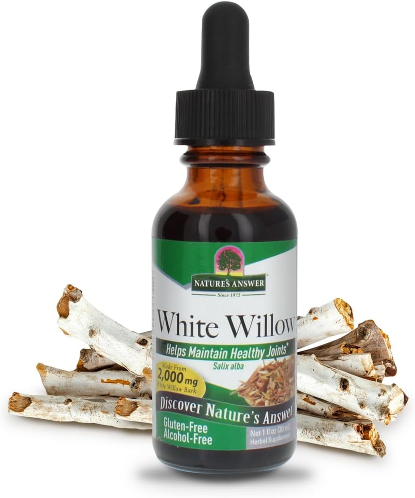 Natures Answer White Willow Bark Extract 1 Unze - Alkoholfrei, Non GMO, Glutenfrei, Vegetarisch - Tägliche Ergänzung für Joint Support & Function - Made in USA, Organic White Willow Bark