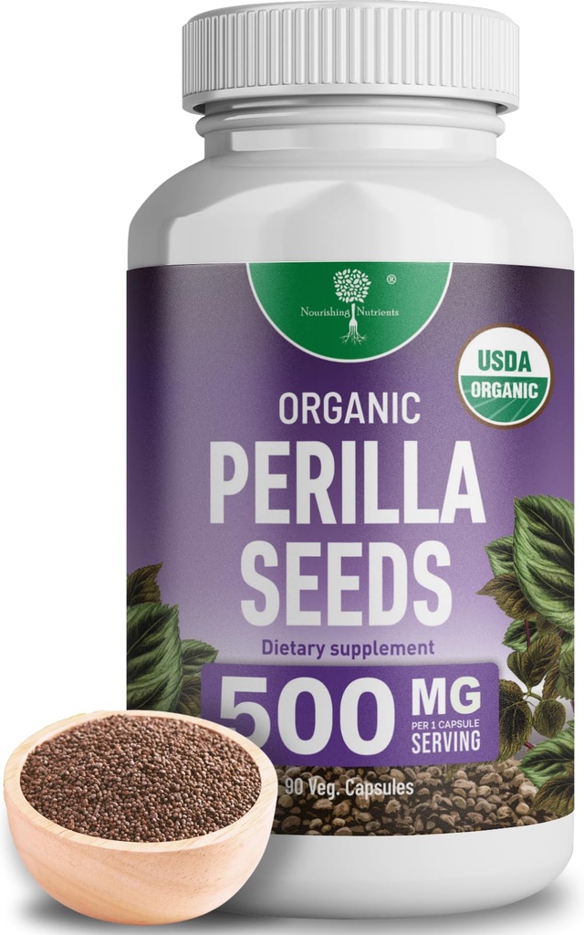 Bio Perilla Seed Extrakt mit 9% Rosmarinsäure - USDA Certified - Allergy Relief, Atem- und Immunität Booster- Th2 Cytokines, Natürlich brechende Luteolin - 500mg 90 Kapseln
