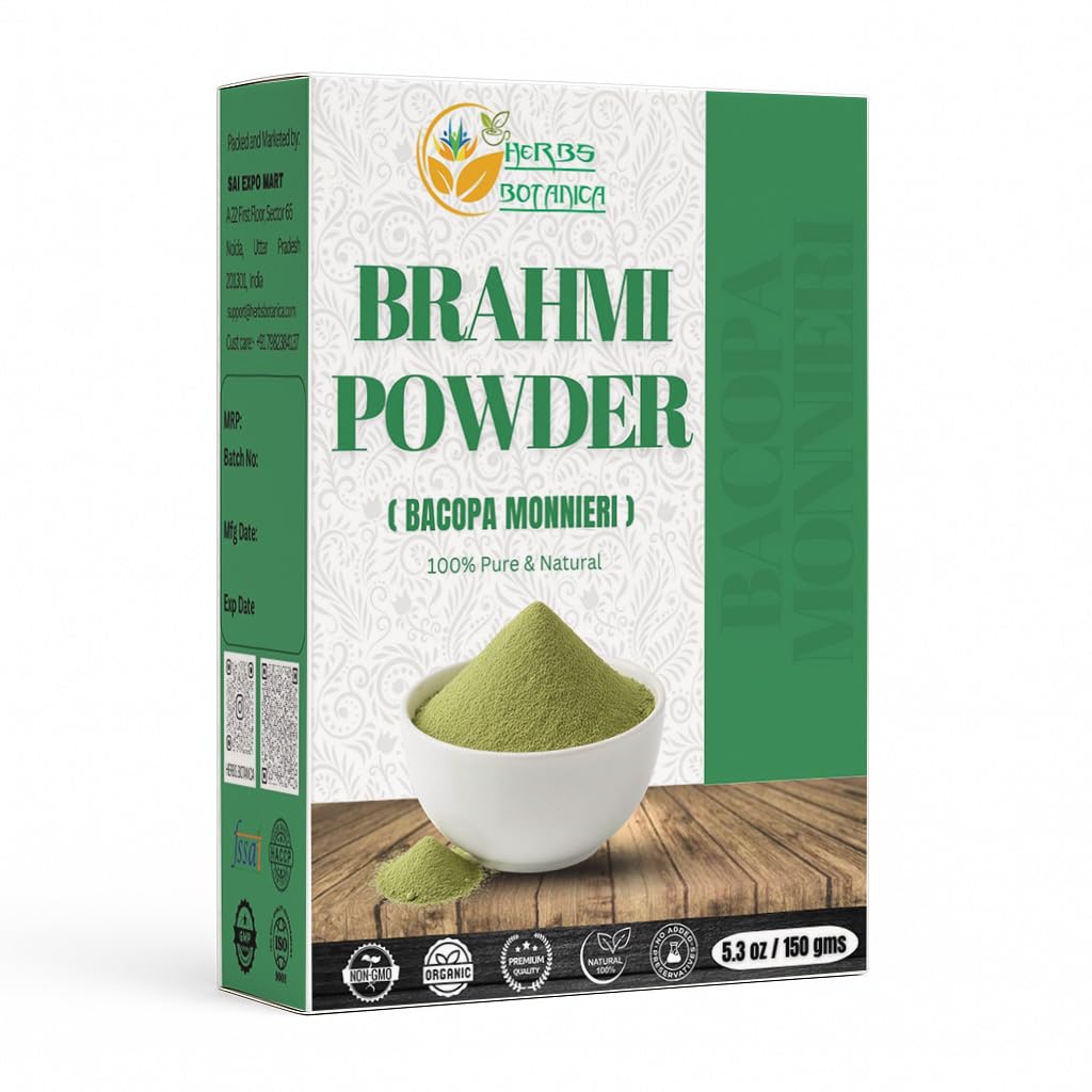 Herbes Botanica Brahmi Poudre Bacopa Poudre Centella Asiatica Ayurvedic Herbe, soin naturel des cheveux, favorise la croissance des cheveux