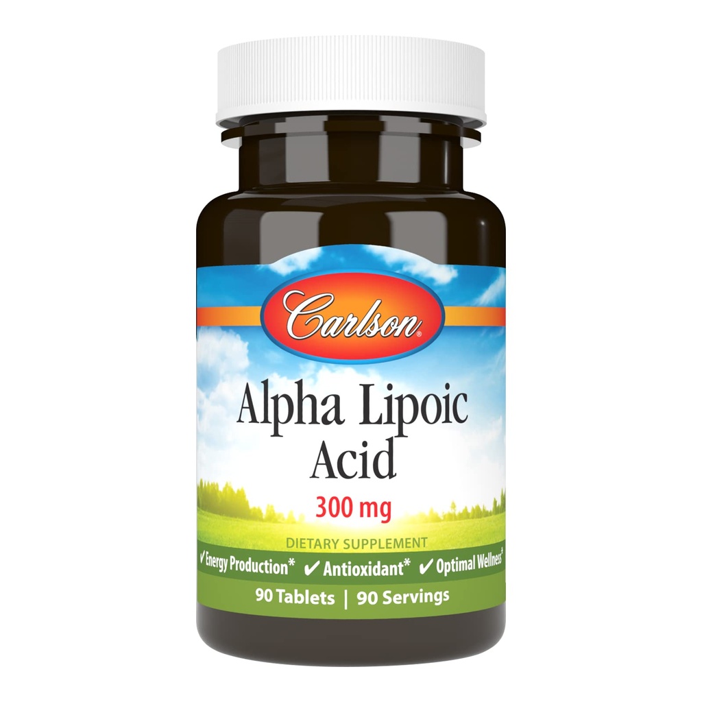 Carlson - acide alpha lipoïque, 300 mg, favorise la production d'énergie, 90 comprimés