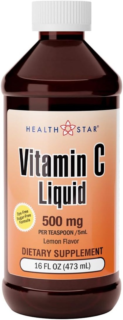 Gericare Vitamin C Liquid 500 mg - Immununterstützung & Gesamtgesundheit - Orange Flavor - 16 Fl Oz (Pack mit 1)