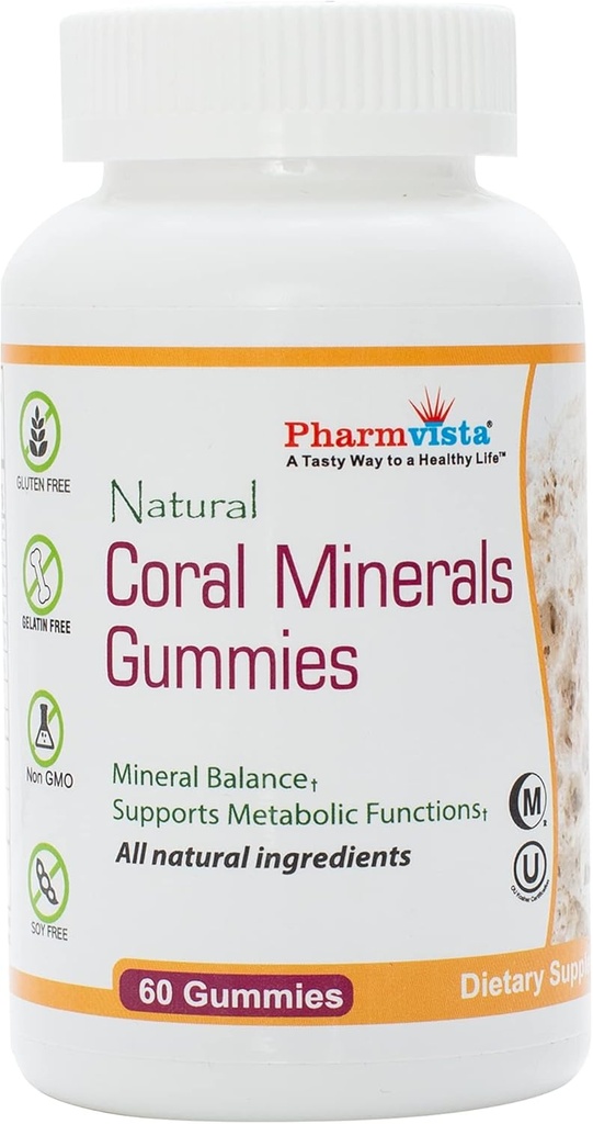 Korallen-Calcium-Gummi-Gummi mit Trace Minerals - Tasty, Vegan, Glutenfreie Gummis mit natürlichem Calcium & Vitamin D3, 60 Graf