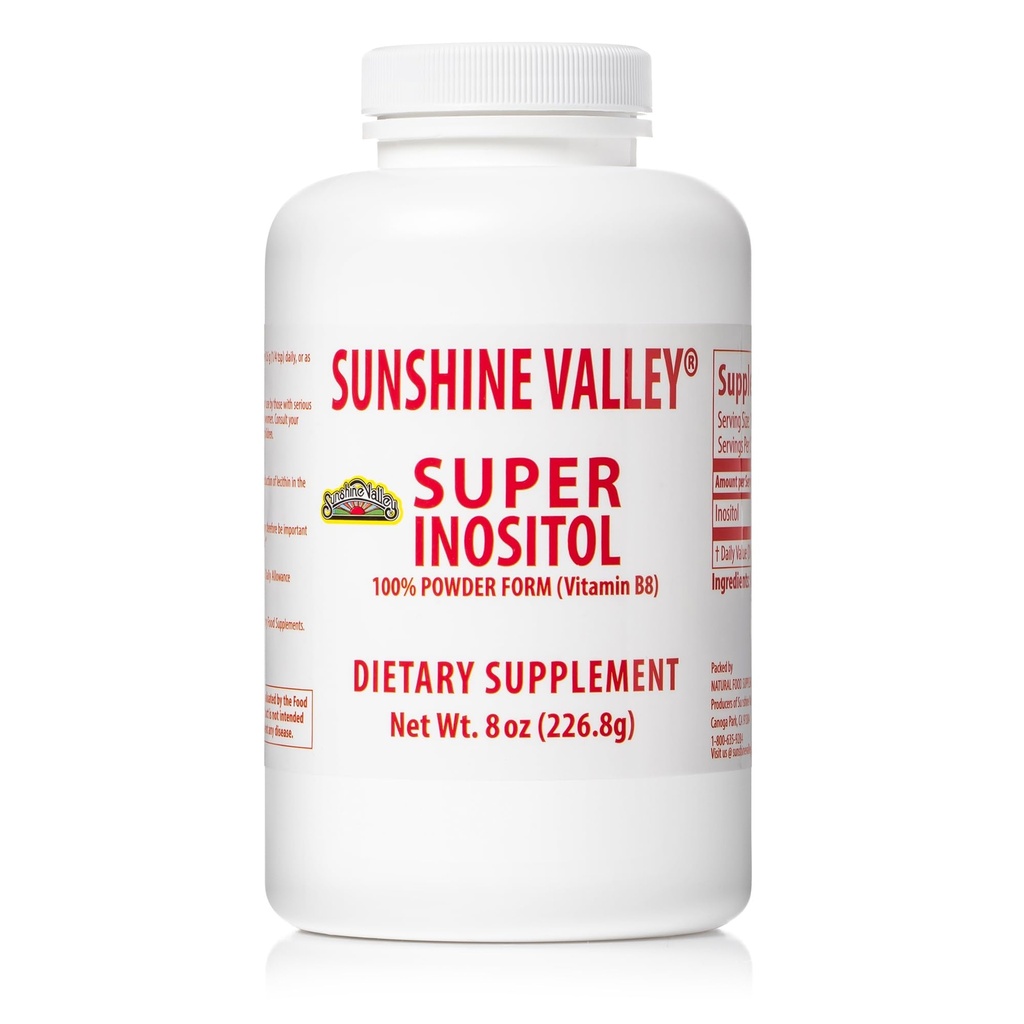 Sunshine Valley® Super Inositol, Vitamin B8 pulverisierte Nahrungsergänzung, Natürliche PCOS Fruchtbarkeitsergänzung, Hormonal Balance & Gesunde Ovarian Funktionsunterstützung - 8oz