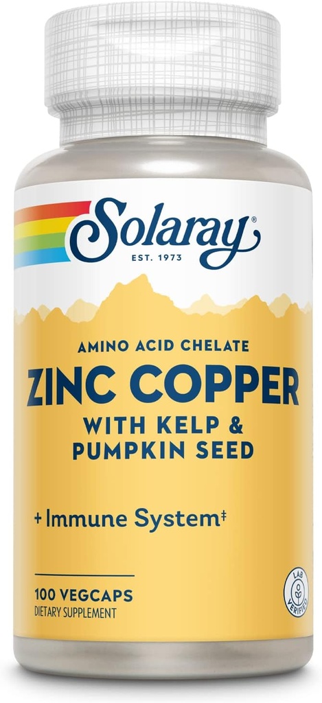 Zinc avec Cuivre Solaray 100 VegCaps
