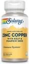 Zinc avec Cuivre Solaray 100 VegCaps