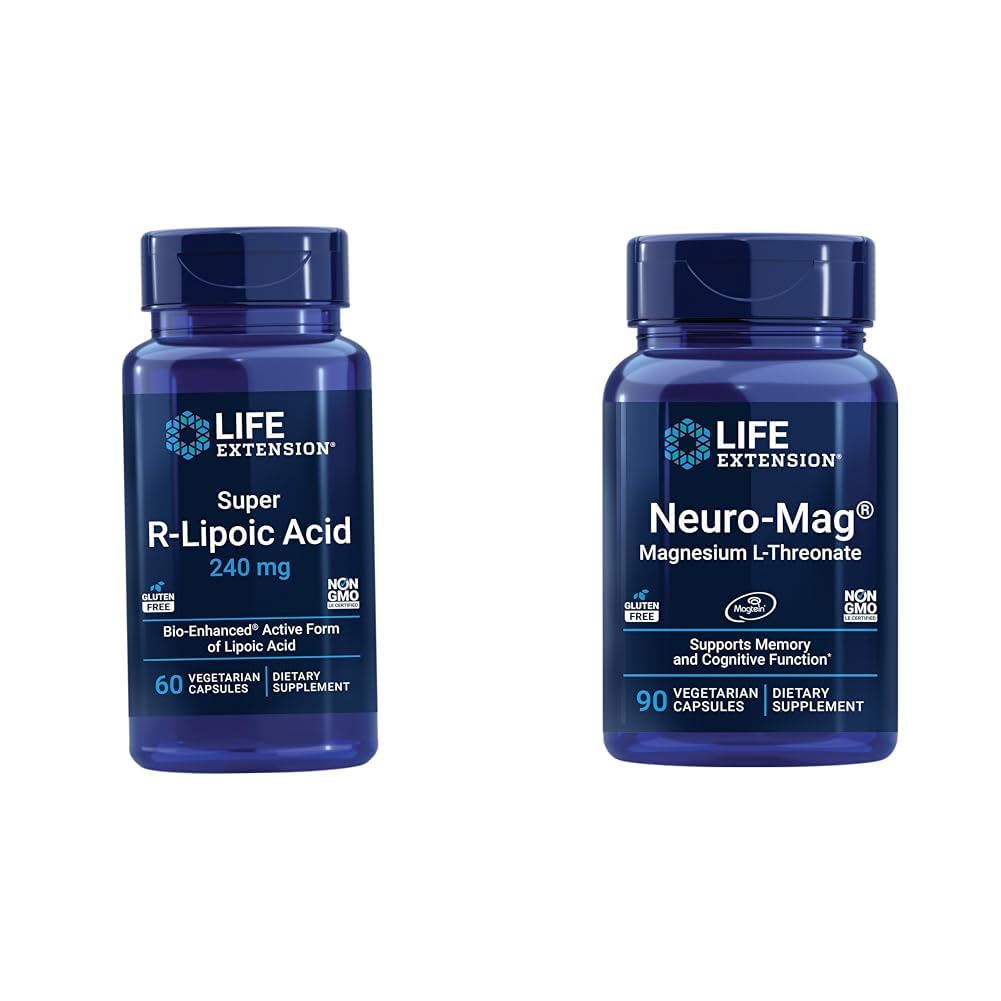 Extension de vie Super R-Lipoic Acid – Supplément longévité pour la défense contre le stress oxydatif & Neuro-mag Magnésium L-thréonate, Magnésium L-thréonate
