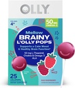 L'OLLY Mellow Buddies L'OLLY Pops, L-Theanine, Choline, Omega-3 ALA, Enfants 4+ Supplément diététique Lollipops, soutient une ambiance calme et une fonction cérébrale saine,* Vegan, framboise aromatisée, 25 comtes