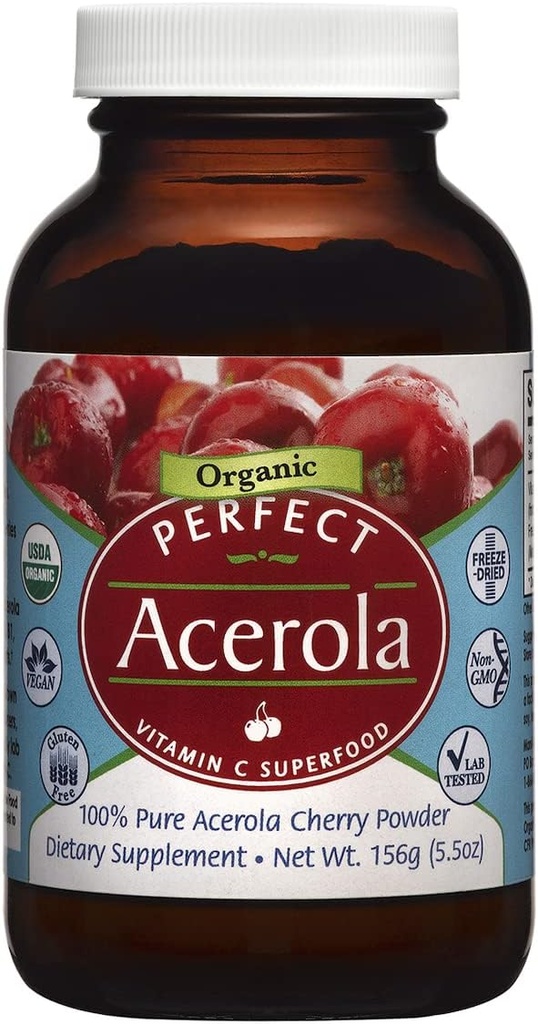 Suppléments parfaits – Poudre d'acérola parfaite – 156 grammes – Cerise d'acérola 100% pure – Superfood de vitamine C tout naturel – Système immunitaire