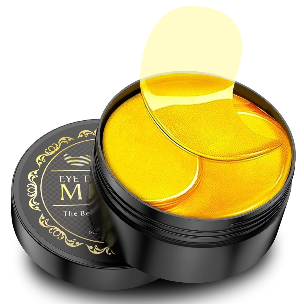 24K Gold Under Eye Patches - 60 Pack for Puffy Eyes, Dark Circles, Bags & Wrinkles with Collagen & Hyaluronic Acid