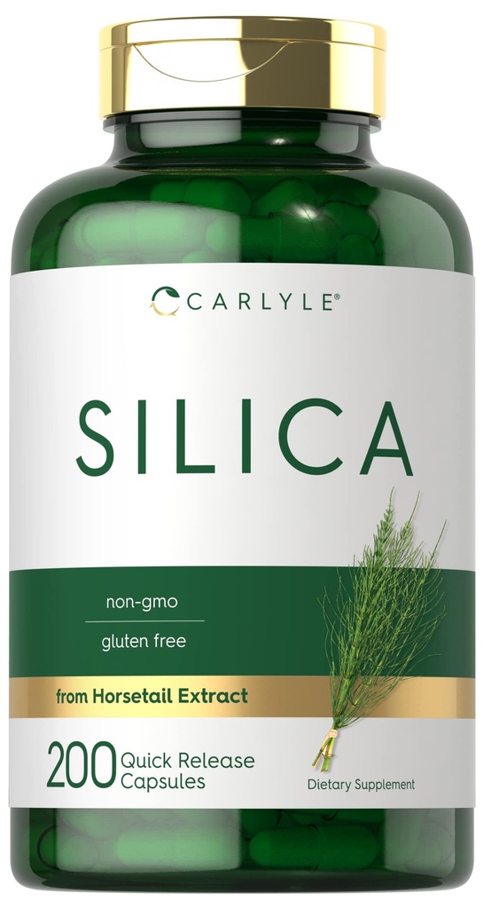 Carlyle Silica Ergänzung Kapseln | 200 Count | aus Pferdeschwanz Extrakt | Non-GMO & Gluten Kostenlos