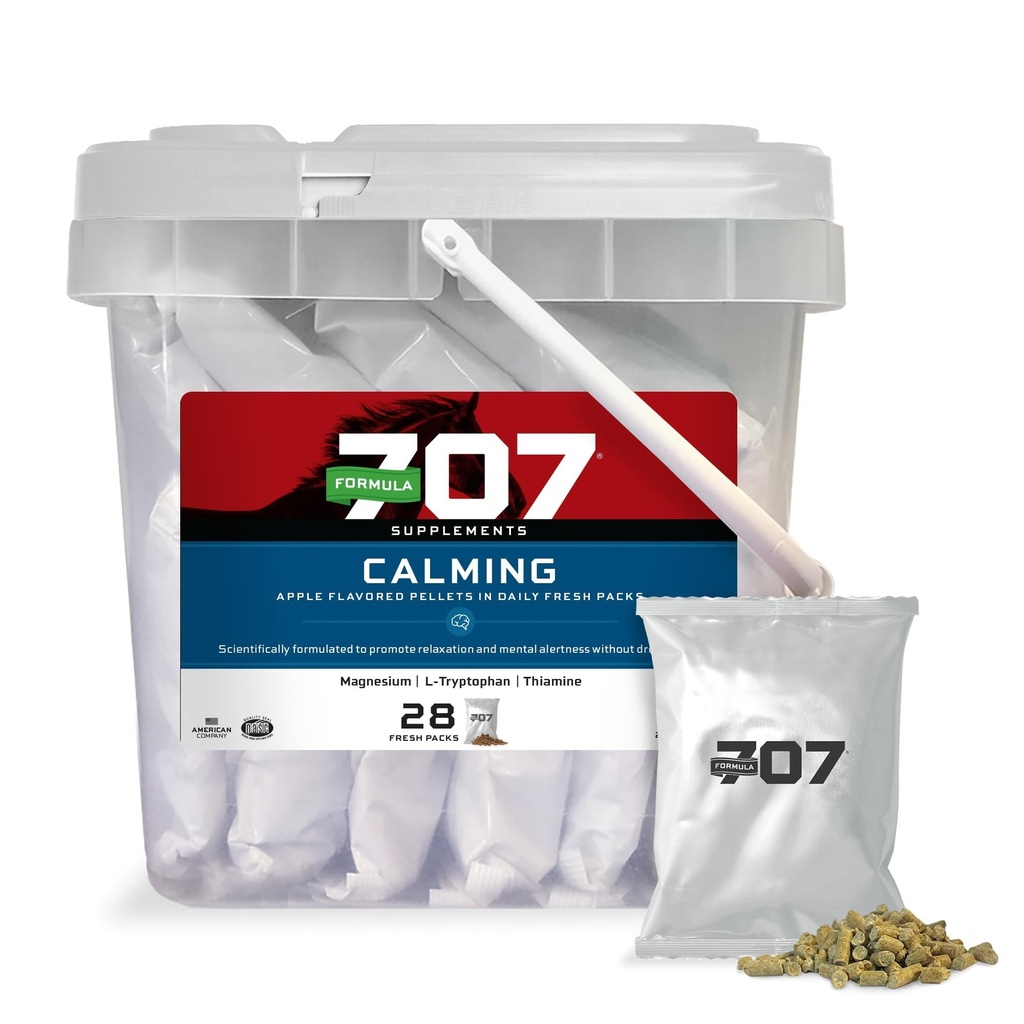 Formel 707 Calming Equine Supplement, Tägliche Frische Packs – Angsthilfe und verbesserter Fokus für Pferde – L-Tryptophan, Thiamin & Magnesium