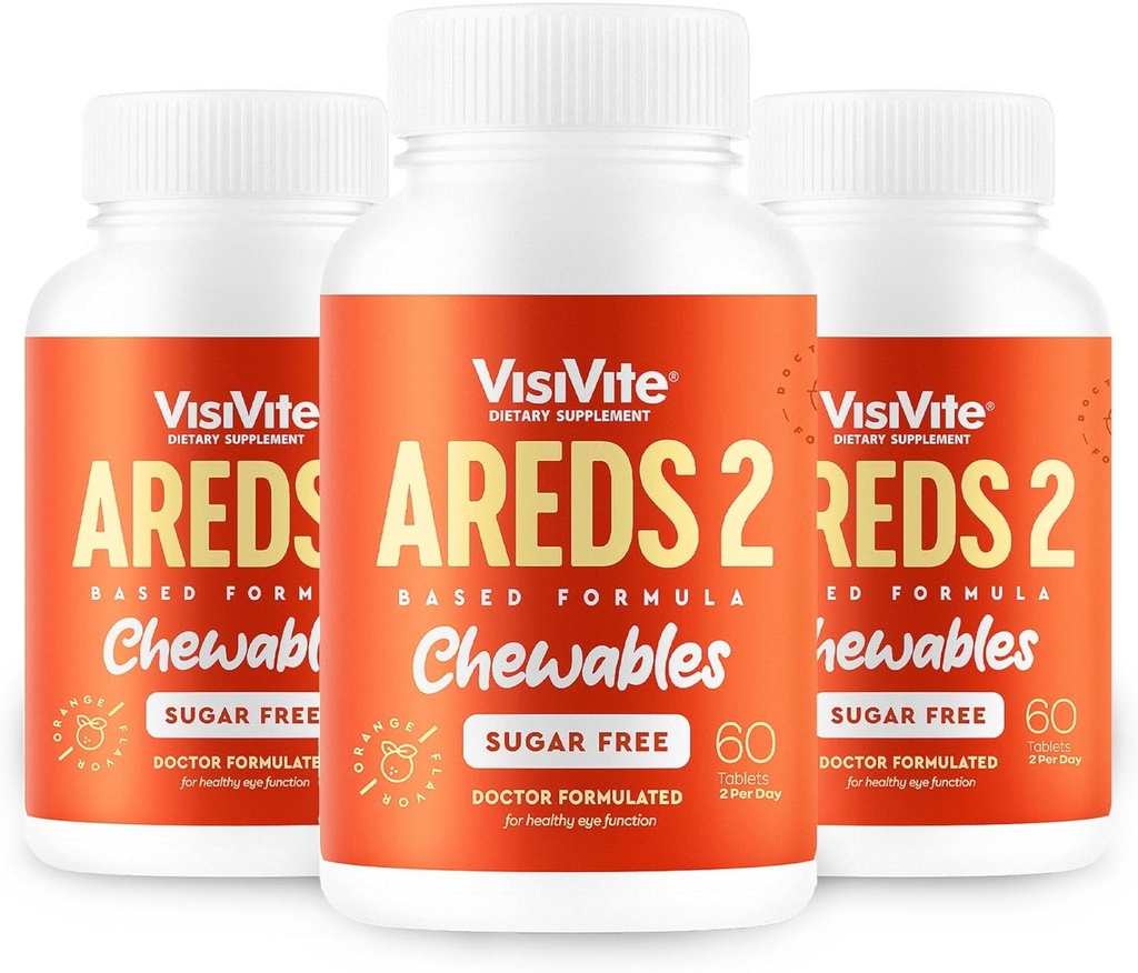 AREDS 2 Zuckerfreie Augen-Vitamine - Alternative zu Lutein-Gummien für Augen - Lutein für Augen-Gesundheit - Premium-Zucker-freie Augen-Vitamine - (Gießbare Tabletten) Pack von 3