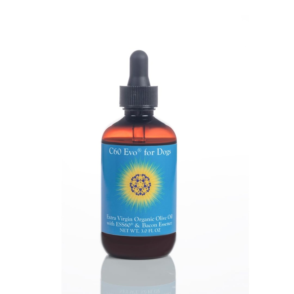 Hundezusatz, reines ESS60 in extra Virgin Olivenöl für Hunde, All-in-One Hunde-Immun-Ergänzung, Hundegelenk und Energie-Unterstützung, mit natürlichem Bacon Essence, 3 oz - C60 Evo