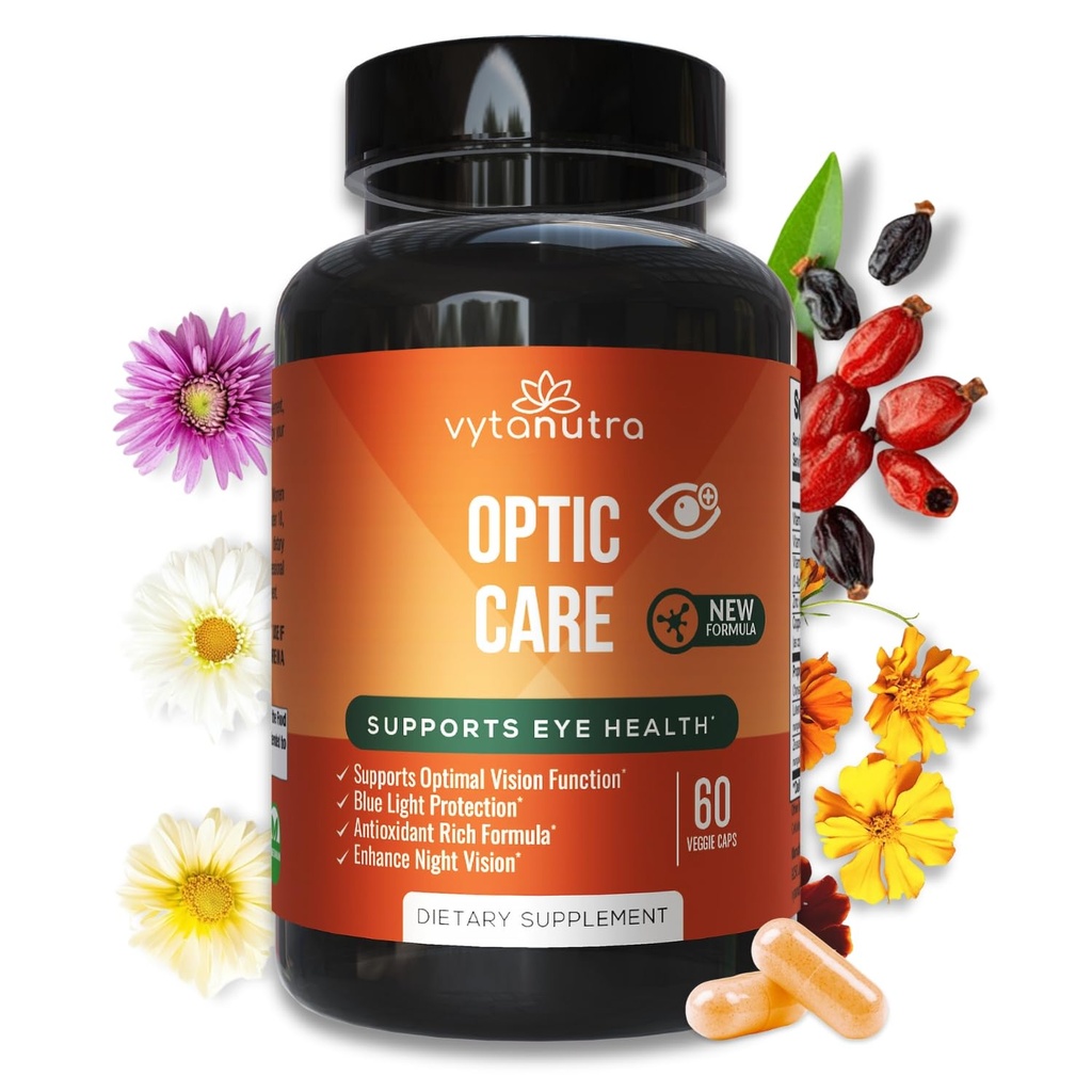 Soins optimaux Vitamines oculaires – Lutéine, Zeaxanthine, Vitamines A C E, Zinc, Cuivre – Antioxydant et formule de micronutriments avec Chrysanthemum et Goji Berry pour le soutien de la vision et le soulagement de la souche oculaire – 60 capsules