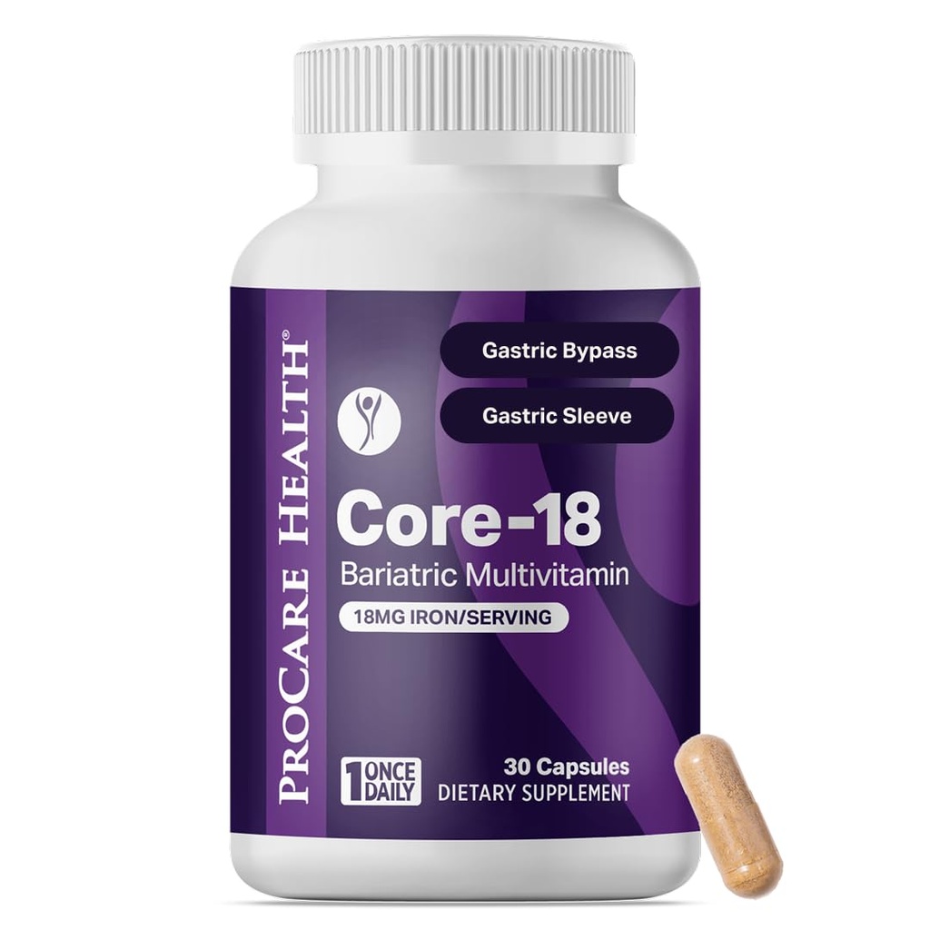 ProCare Health Bariatric Multivitamin mit Eisen 18mg (30 leicht zu schlucken Kapseln) - Post Op Bariatric Vitamine für Magen-Bypass Pillen - Must Haves für Hülse Patienten (1 Monat Versorgung)