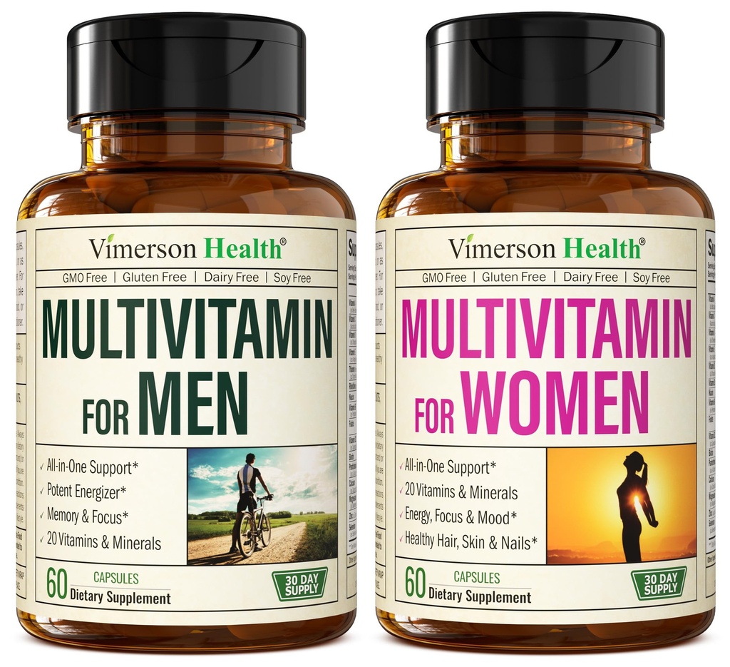 Multivitamin Multimineral Supplement für Männer + Frauen 2-Bottle Bundle. Gesunde Immunantwort, starke Gelenke und Knochen, Augengesundheit, Verdauungssystemunterstützung, Antioxidante Eigenschaften