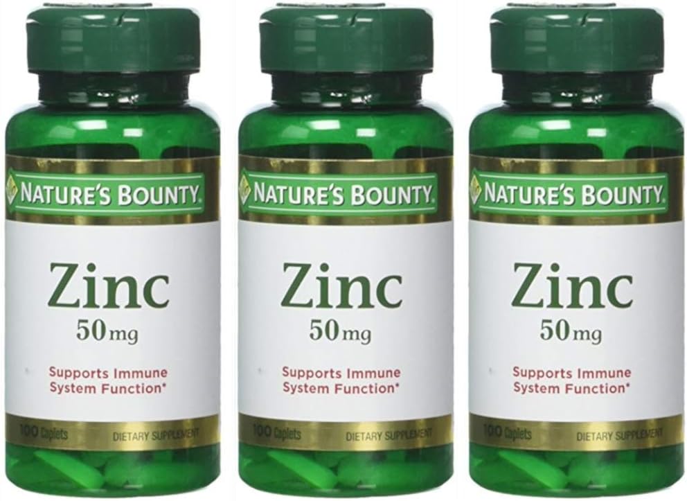 Bounty Zinc naturel 50 mg Caplets 100 ea (paquet de 3)